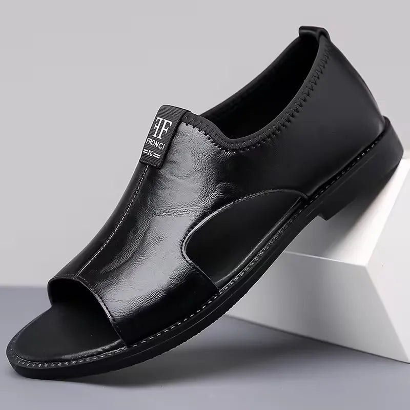 Men's Open-Toe Casual Sandals | Textured Leather