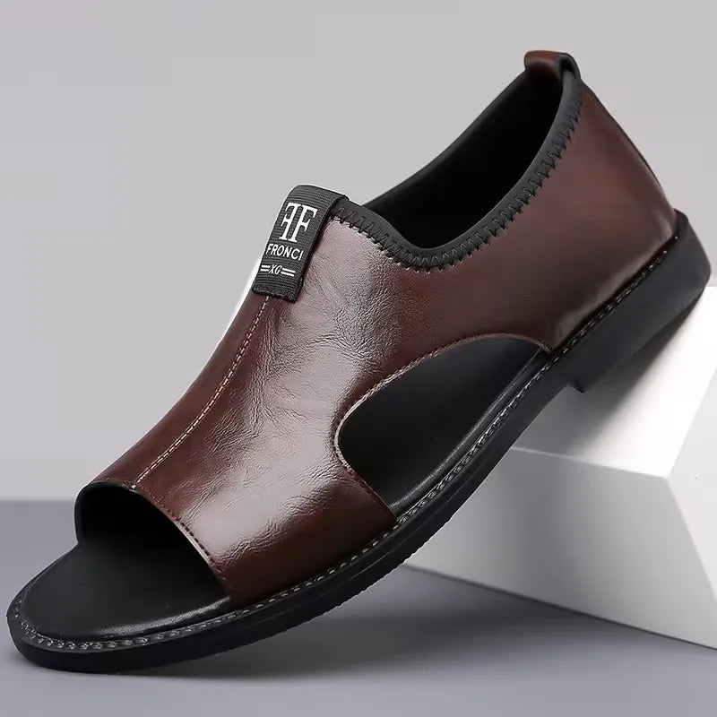 Men's Open-Toe Casual Sandals | Textured Leather