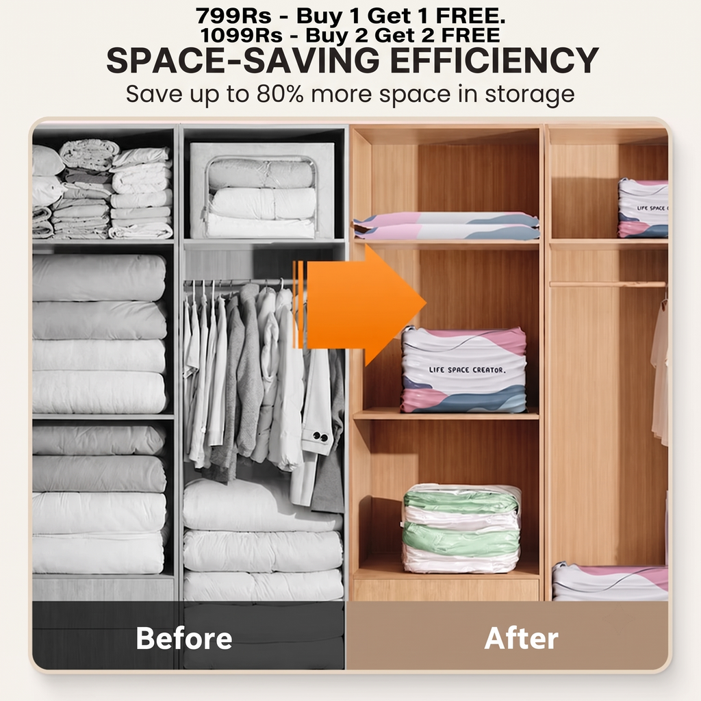 Space-saving vacuum bag without the use of a pump | Buy 1 Get 1 FREE