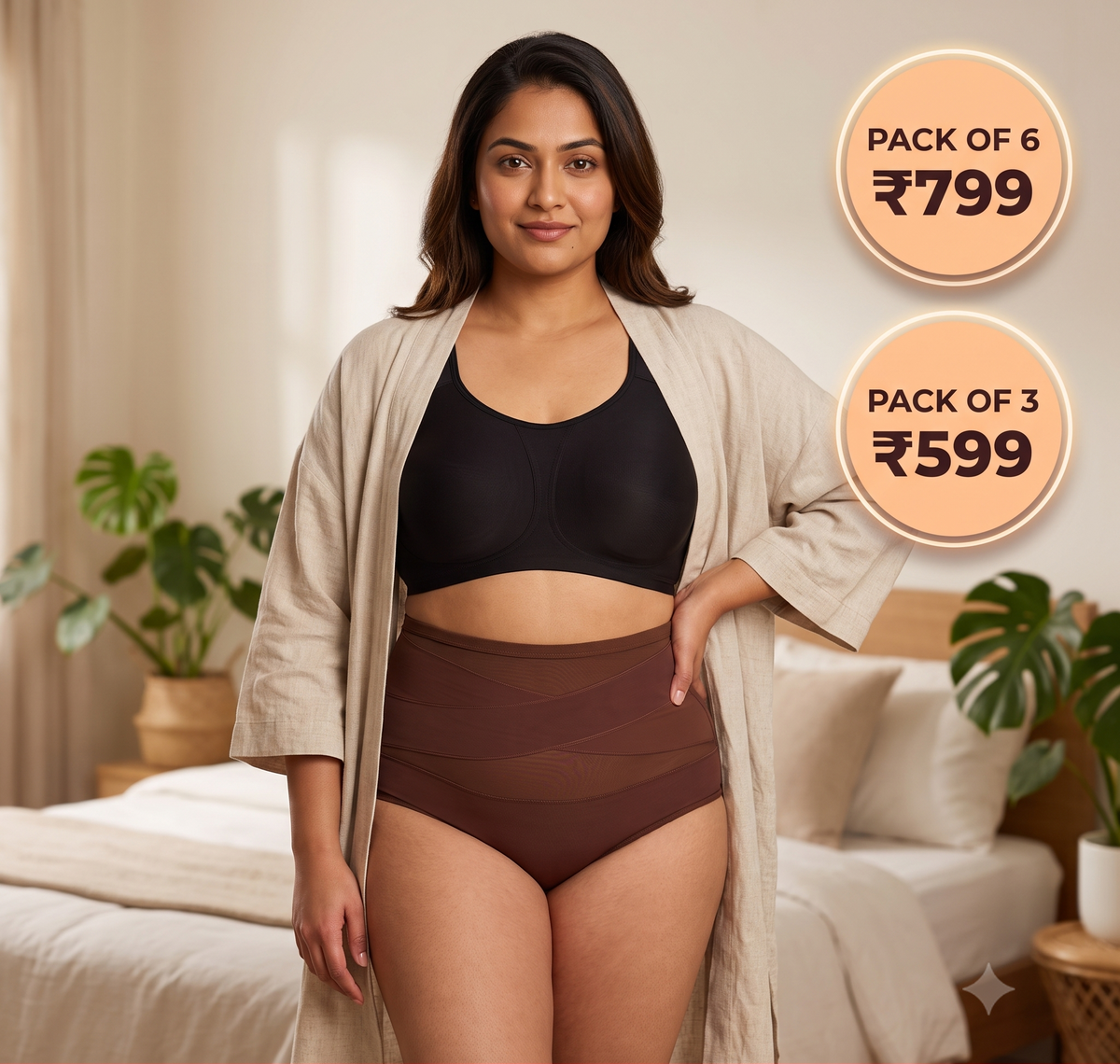High-Waist Cross Tummy Control Panties | Pack of 6