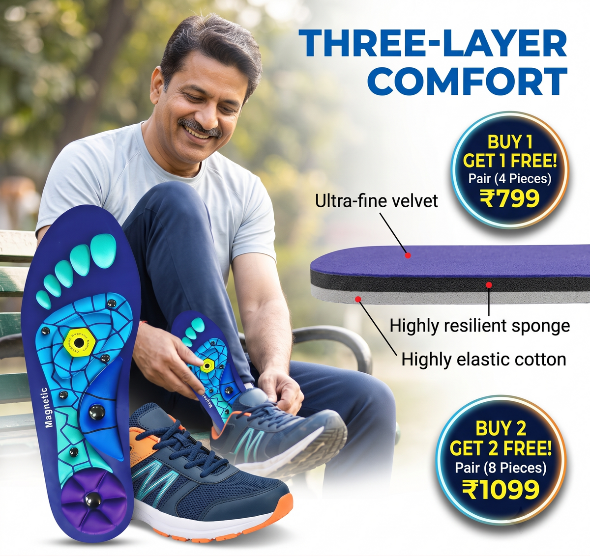 Magnetic Relief Insoles | Buy 1 Get 1 Pair FREE