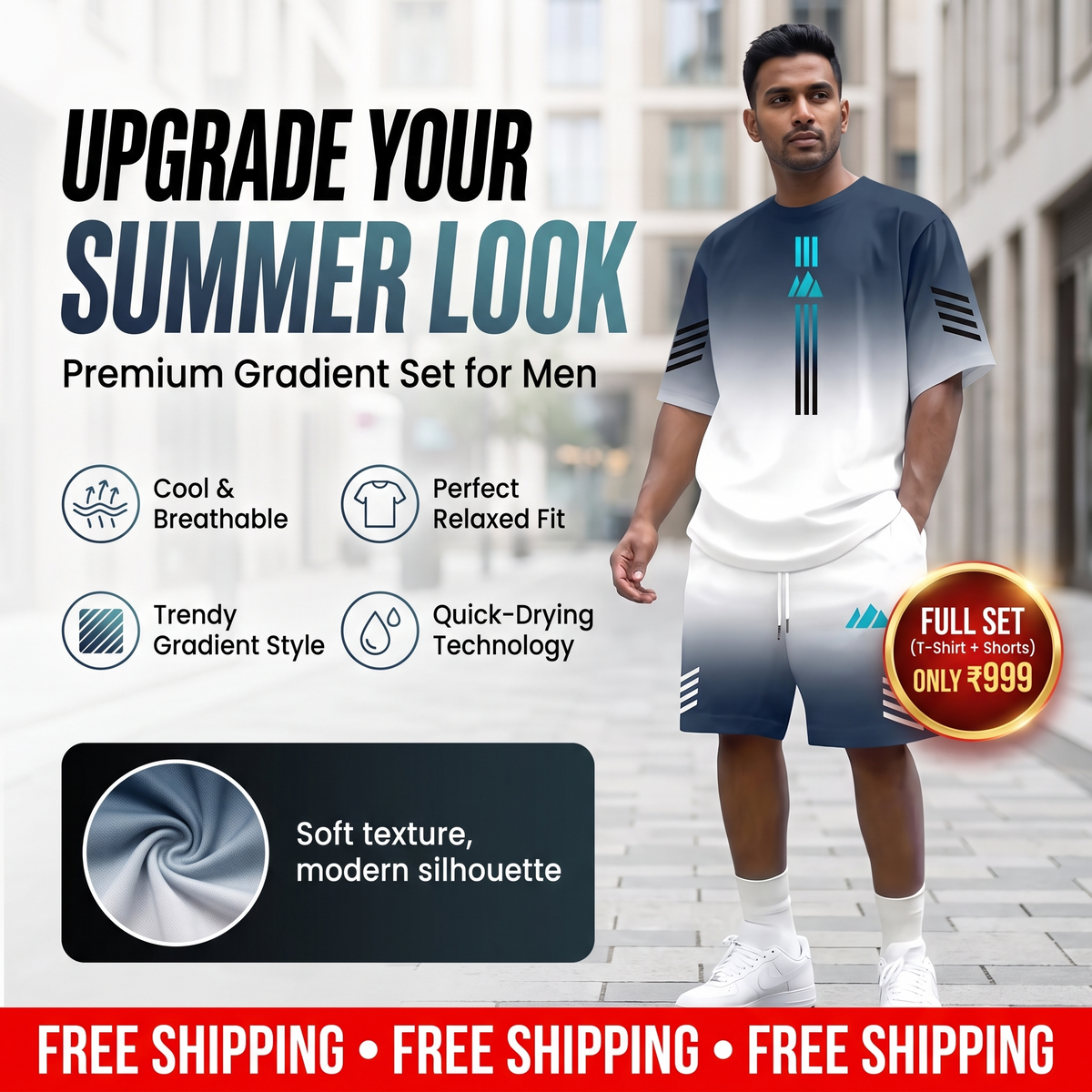 Men's Summer T-Shirt & Shorts Two-Piece Set