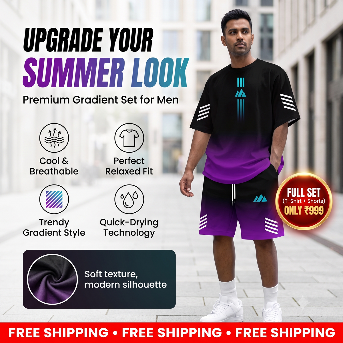 Men's Summer T-Shirt & Shorts Two-Piece Set