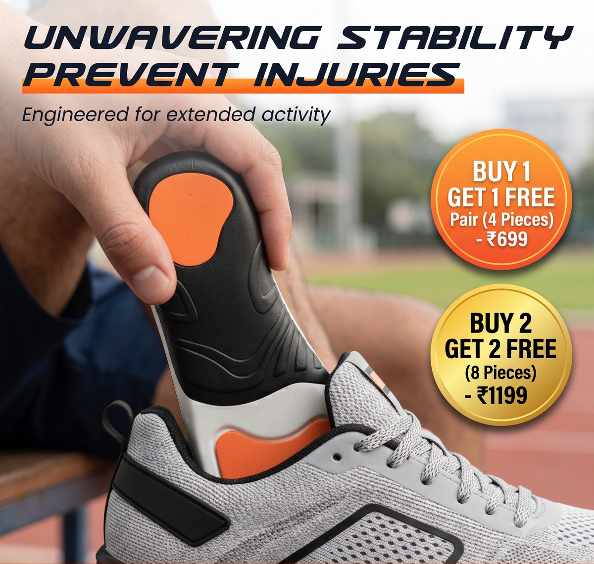 Shock-absorbing Insoles with Arch Support | Breathable | Pain-relieving