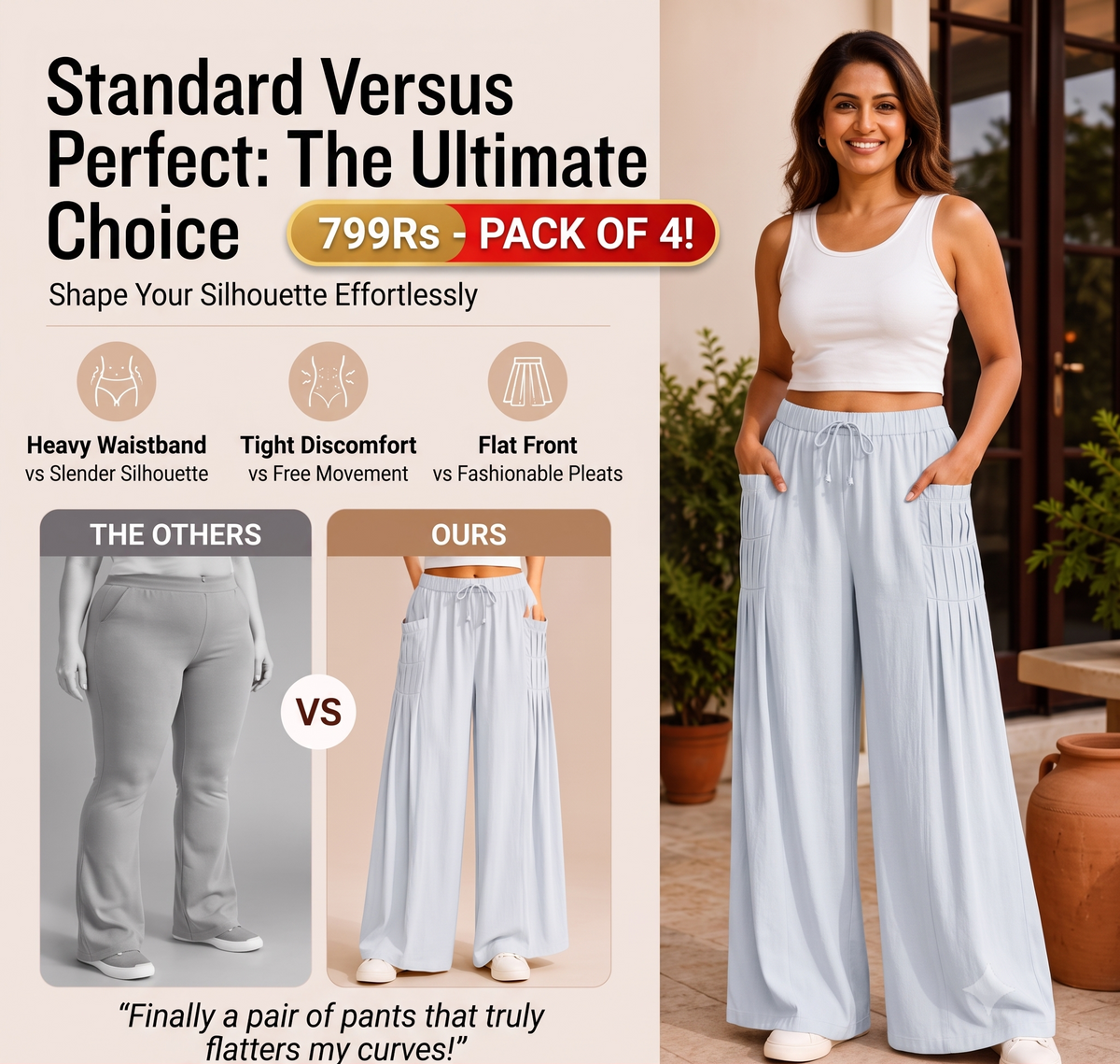 Women's Cotton Comfort Trousers | Pack of 4