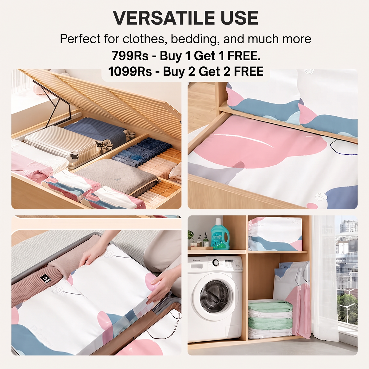 Space-saving vacuum bag without the use of a pump | Buy 1 Get 1 FREE