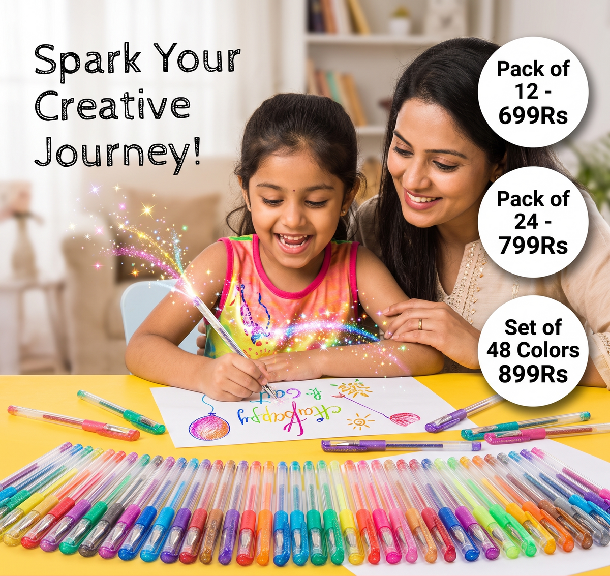 Glitter Gel Pen Set | Pack of 24
