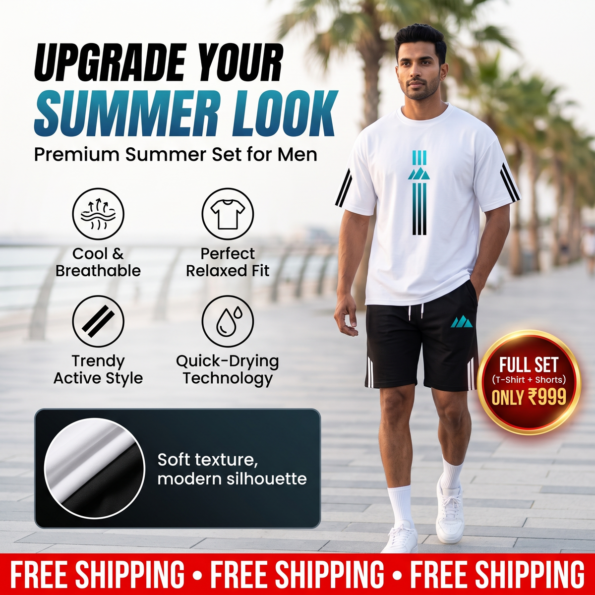 Men's Summer T-Shirt & Shorts Two-Piece Set