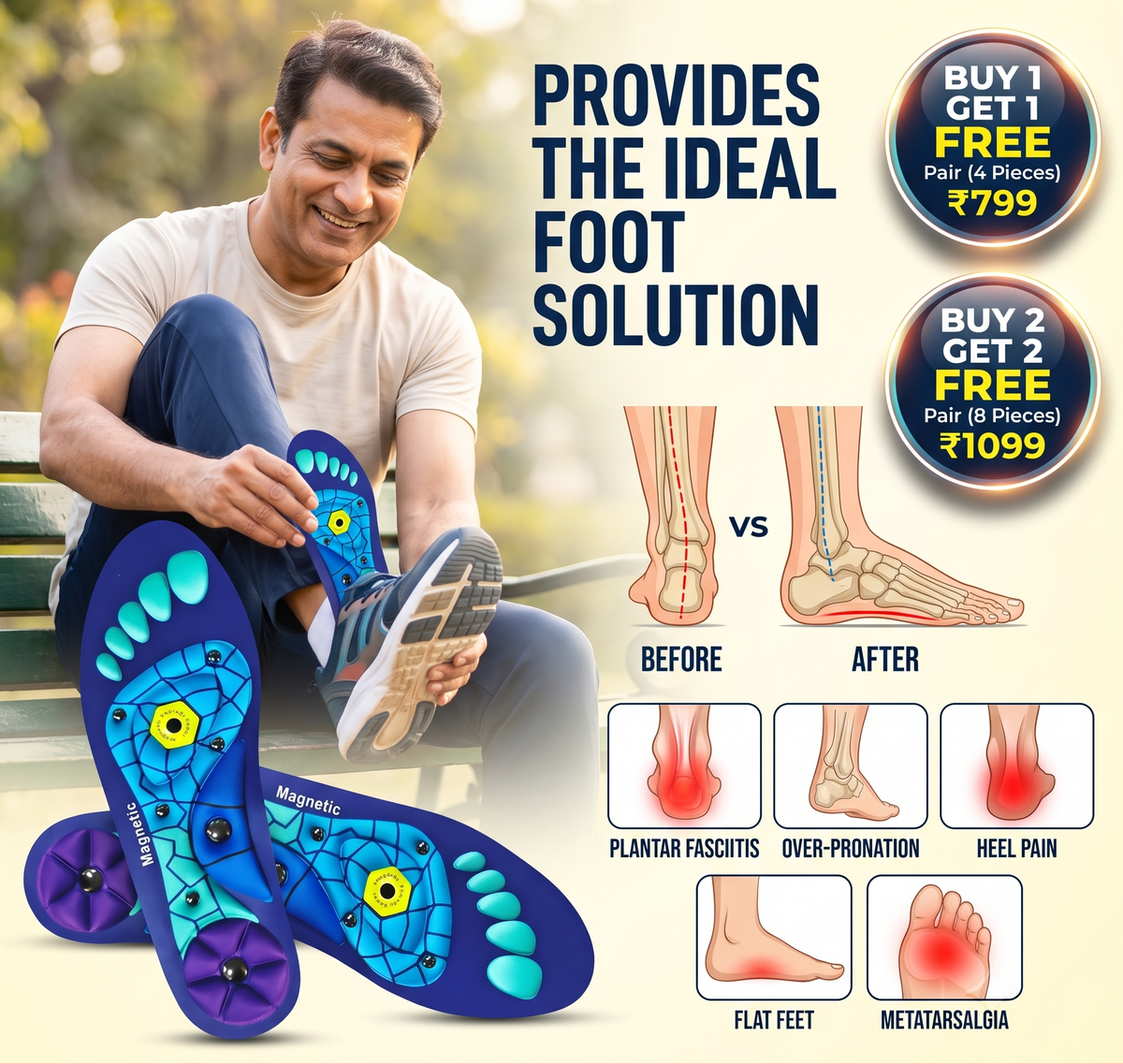 Magnetic Relief Insoles | Buy 1 Get 1 Pair FREE