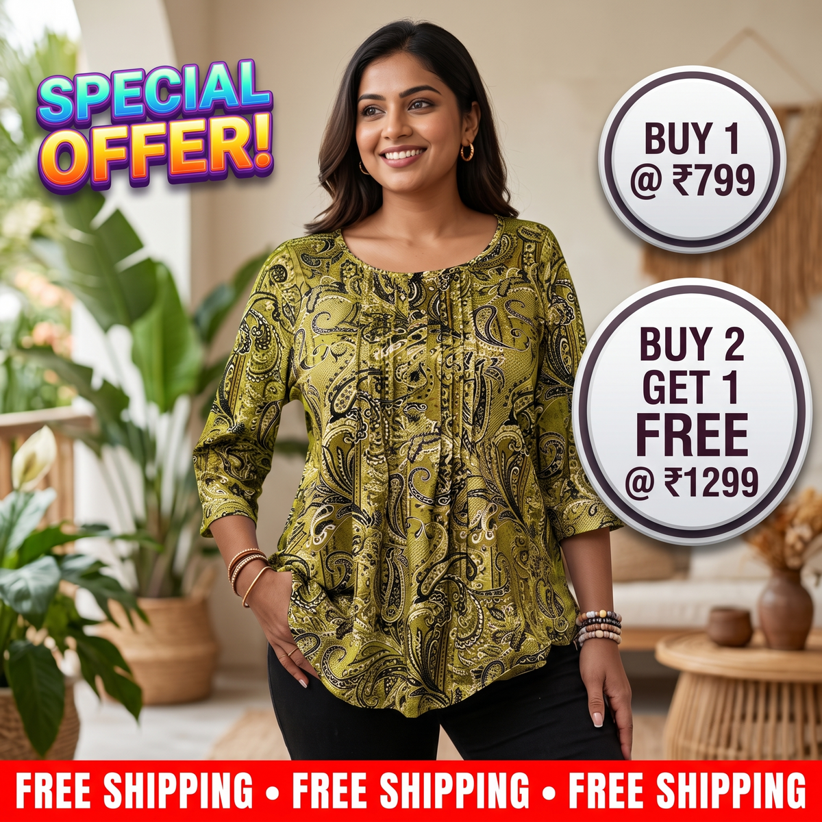 Women’s Paisley Print Relaxed Top | Relaxed Fit