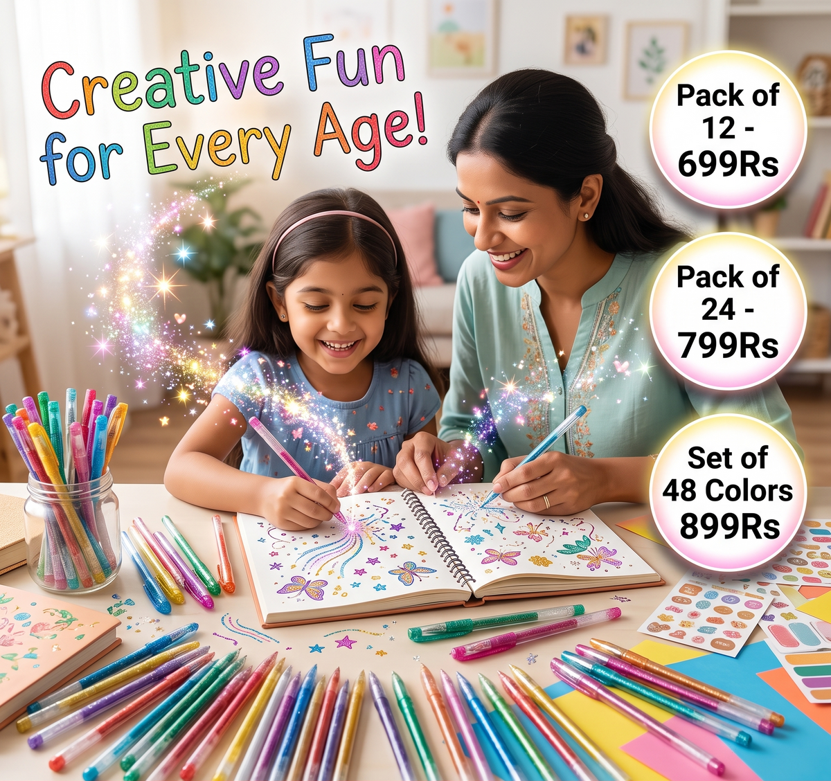 Glitter Gel Pen Set | Pack of 24
