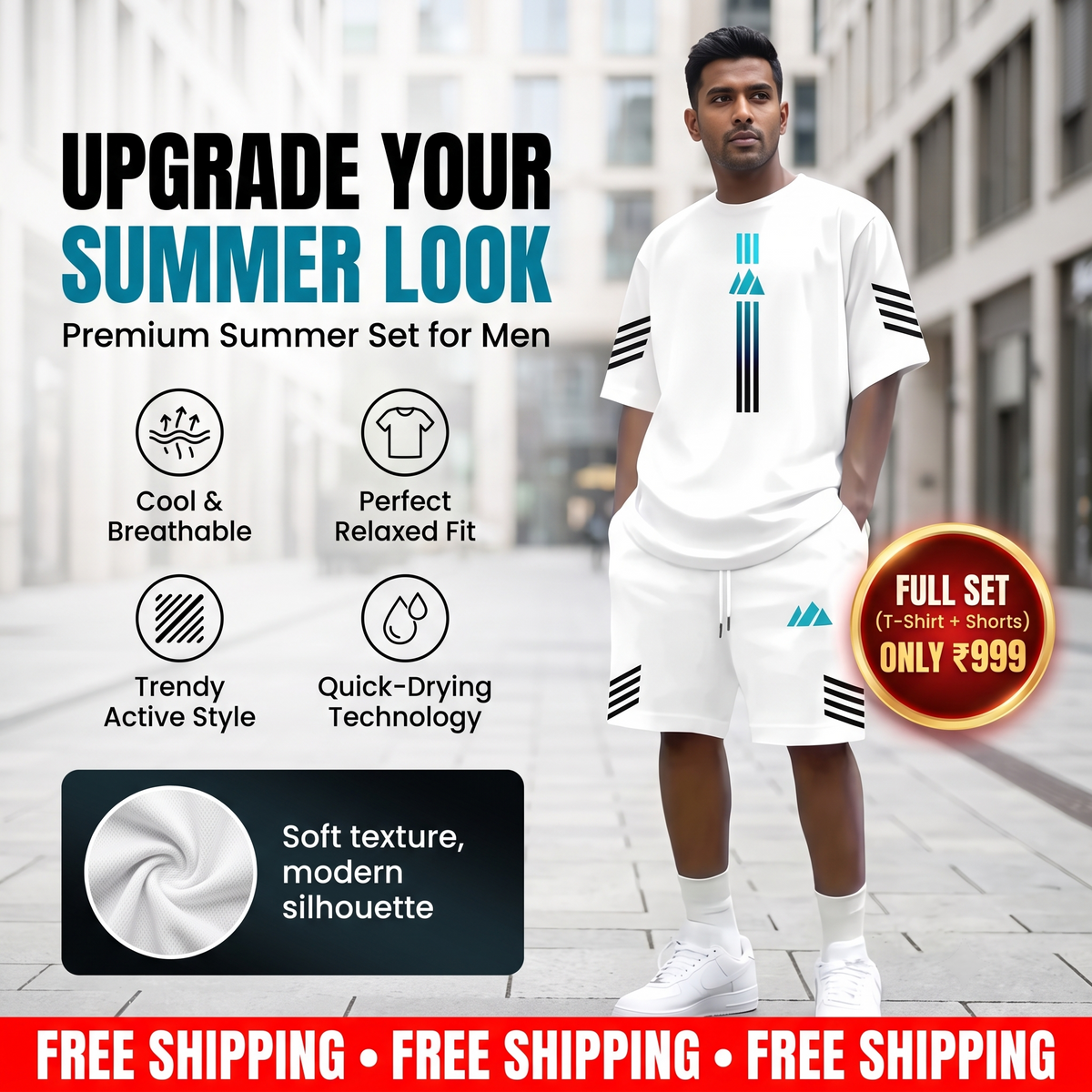 Men's Summer T-Shirt & Shorts Two-Piece Set