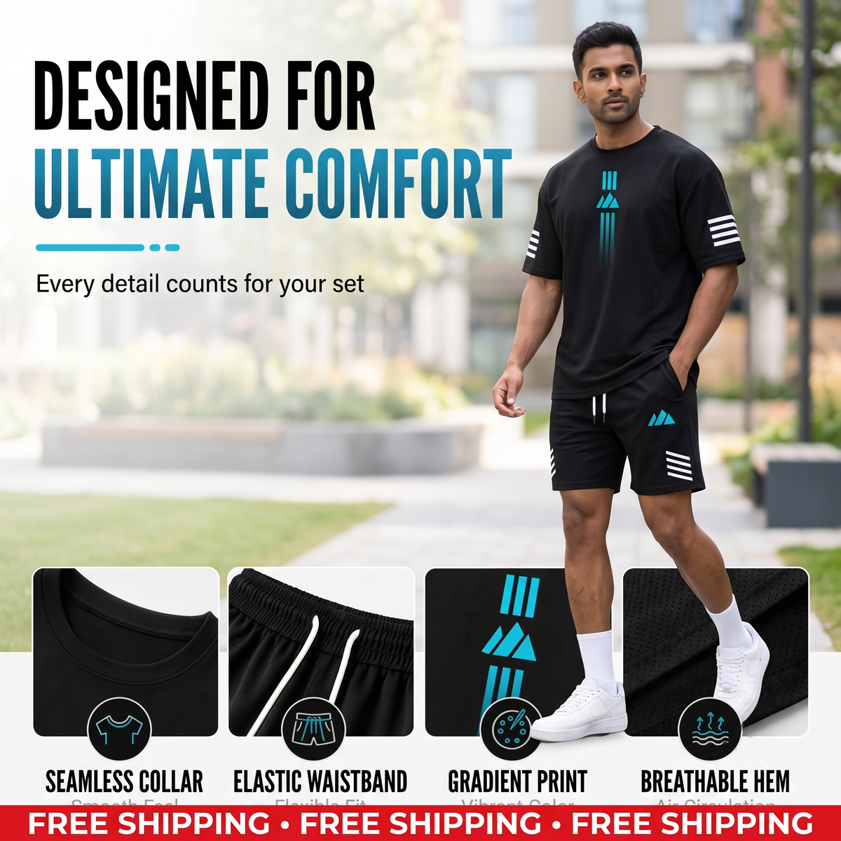 Men's Summer T-Shirt & Shorts Two-Piece Set