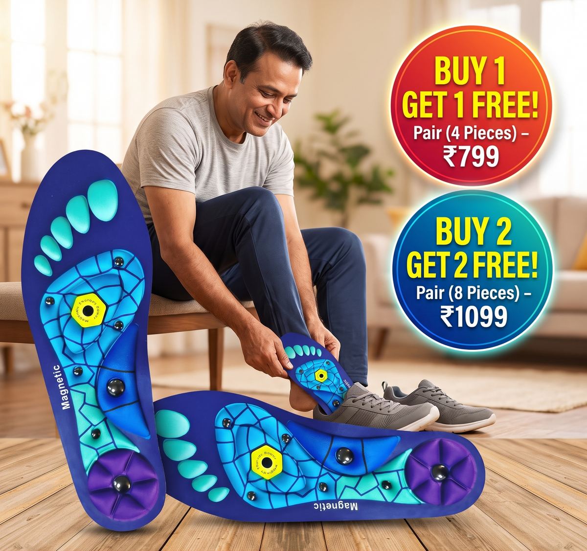 Magnetic Relief Insoles | Buy 1 Get 1 Pair FREE