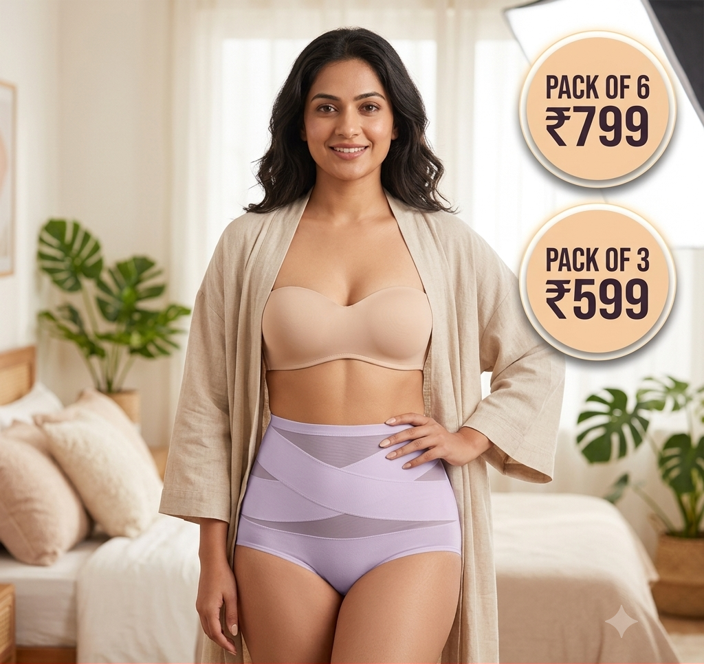 High-Waist Cross Tummy Control Panties | Pack of 6