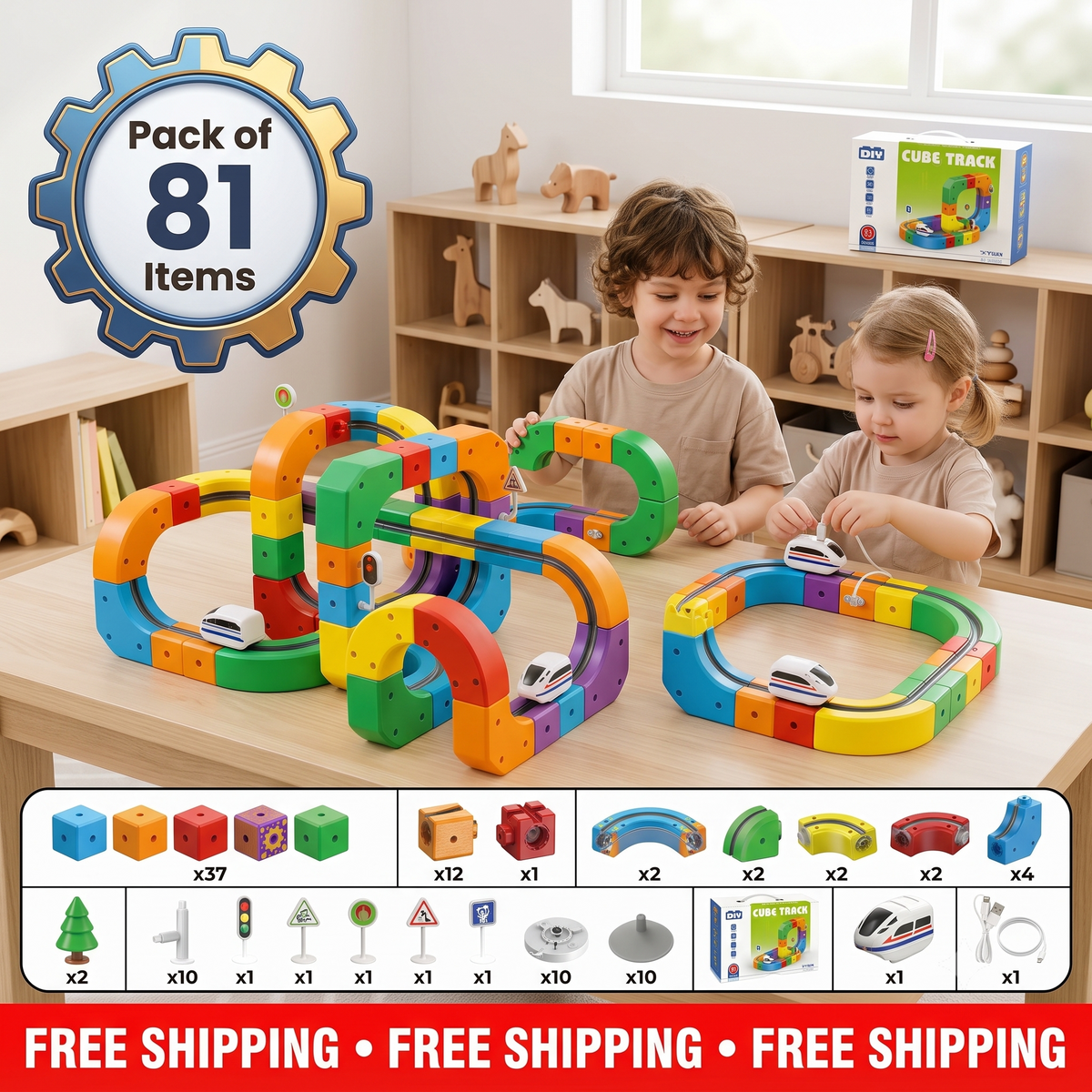 Kids Cubix Toy Set | Pack of 81 Items + FREE GIFTS