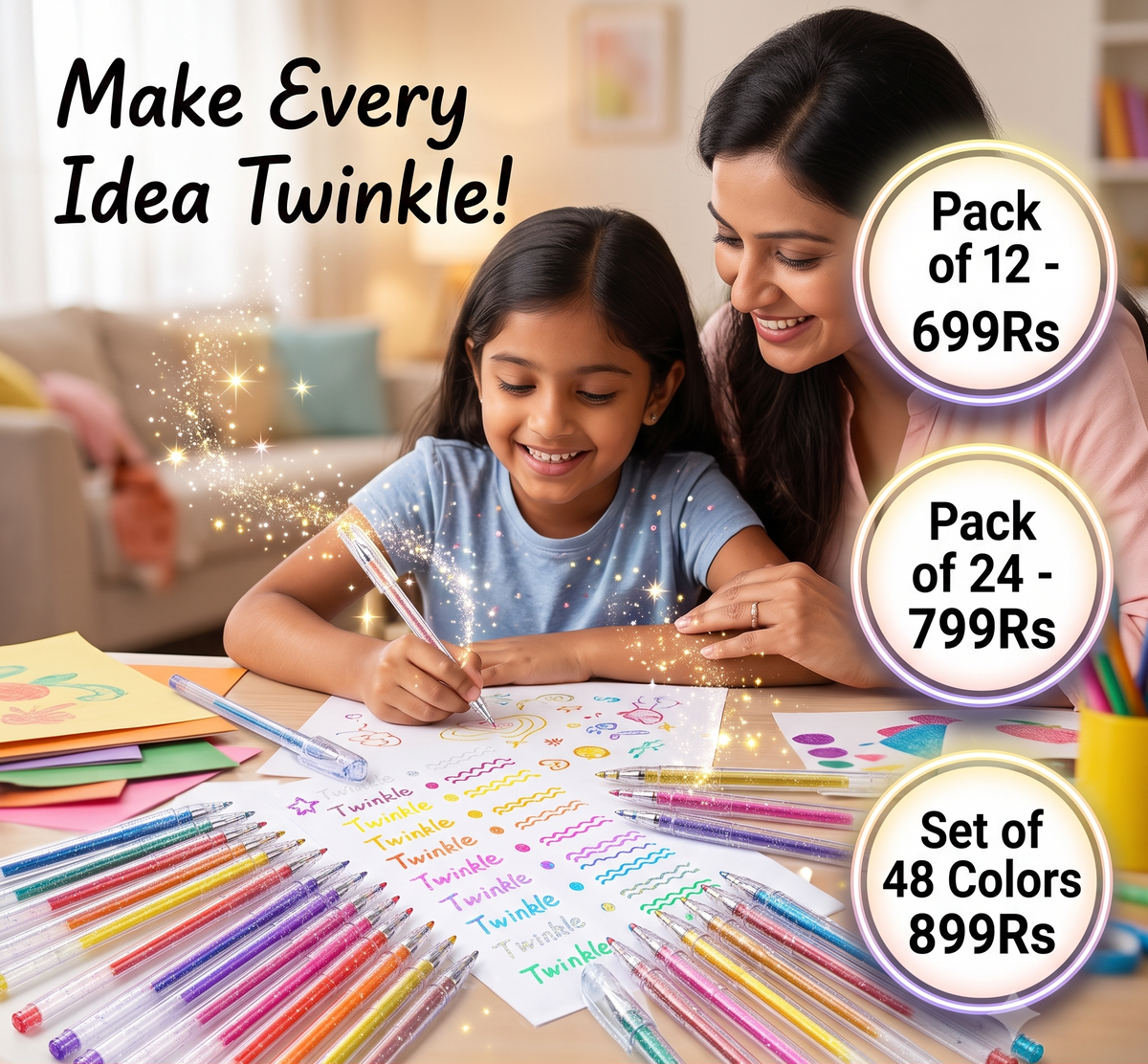 Glitter Gel Pen Set | Pack of 24