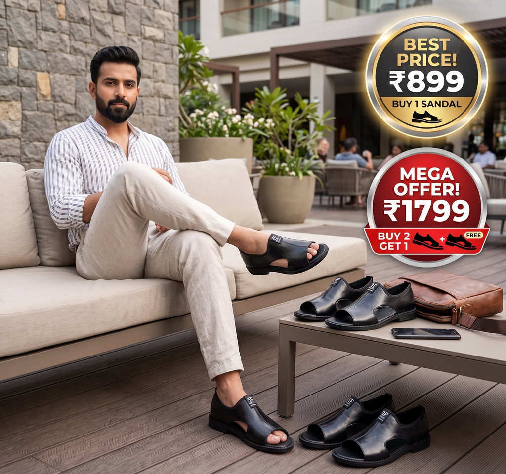 Men's Open-Toe Casual Sandals | Textured Leather
